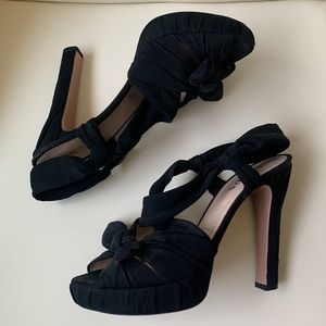 Prada Black Slingback Platform Sandals